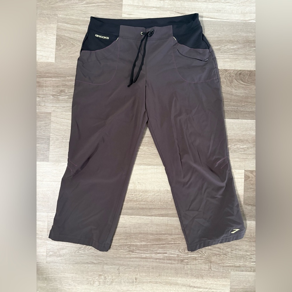 Brooks Dark Brown Athletic Joggers with Black Waistband